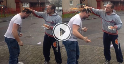 Guy left with egg on his face.