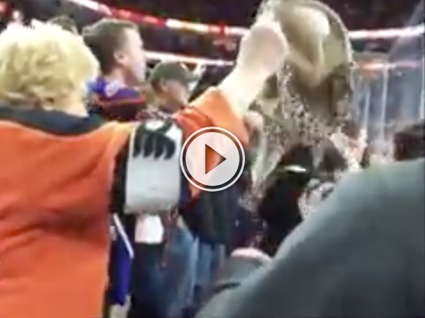 Player scores a hat trick, and off comes grandma's bra! (Video)