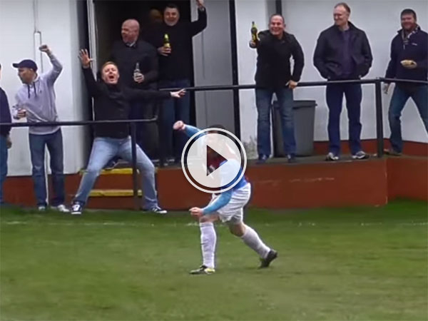 Large soccer player scores great goal (Video)