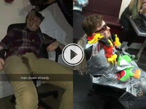 Passed out drunk guy has a great night out (Video)