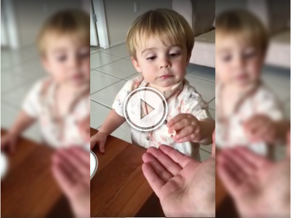 Cute kid doesn't really want to share his cereal with his dad (Video)