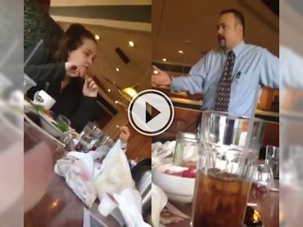 Picture of video of rude manager asking two mothers to shut their kids up