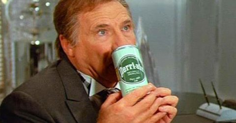 A scene from movie spaceballs where President Skroob breathes in air from a can!