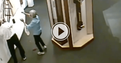 Screenshot of a video with an old man and woman