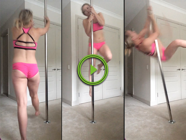 Pole dancer takes a tumble