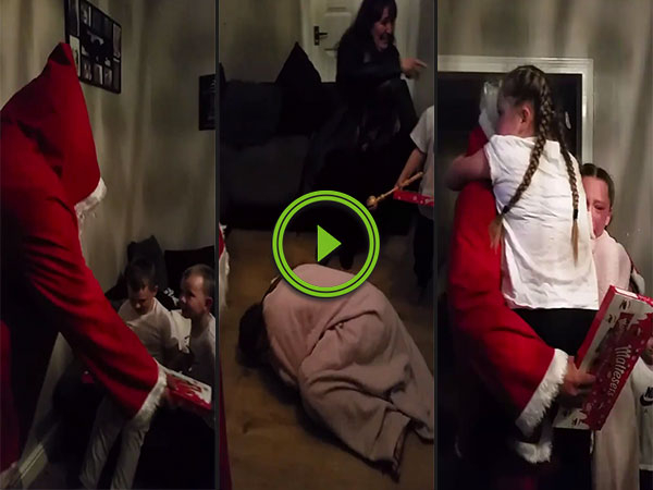 Soldier disguised as Santa surprises his kids (Video)