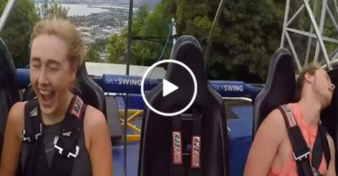 Guy passes out on Sky Swing ride