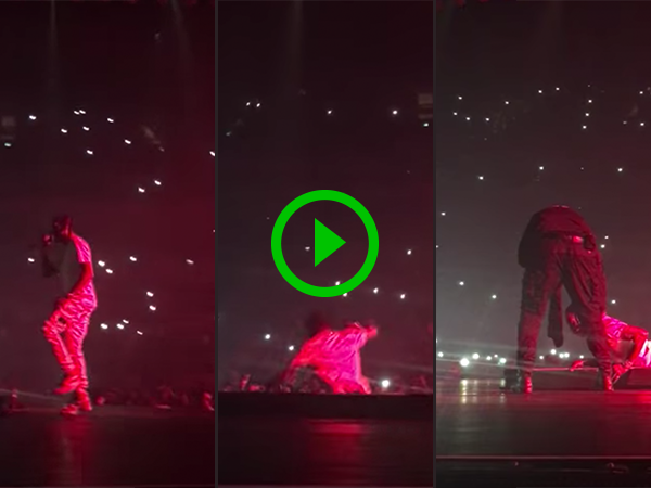 Travis Scott falls down hole at Drake concert in London (Video)