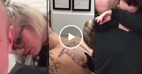 Man proposes to girlfriend with a tattoo on his back (Video)
