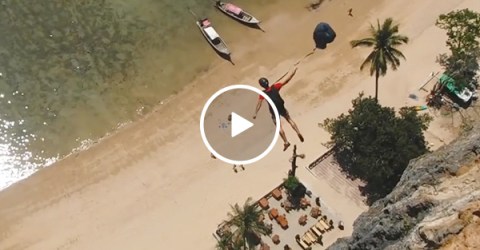 BASE Jumper slams into side of cliff (Video)