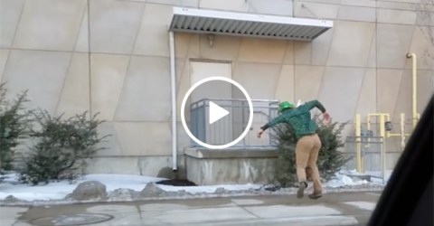 Drunk guy frolics home after St. Paddy's Day