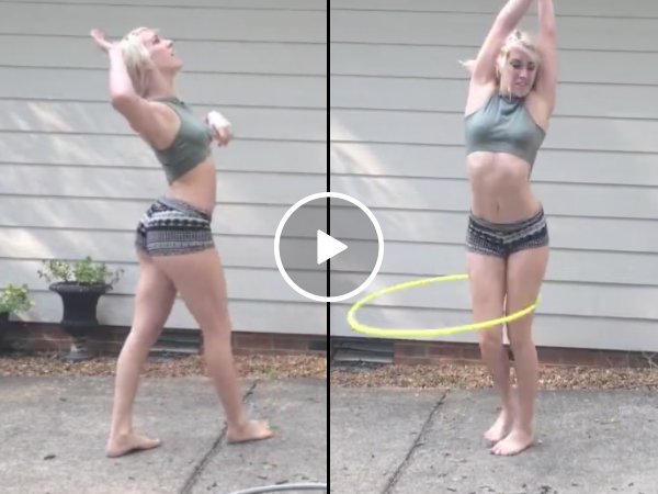Hot girl does super sexy hula hoop routine (Video)