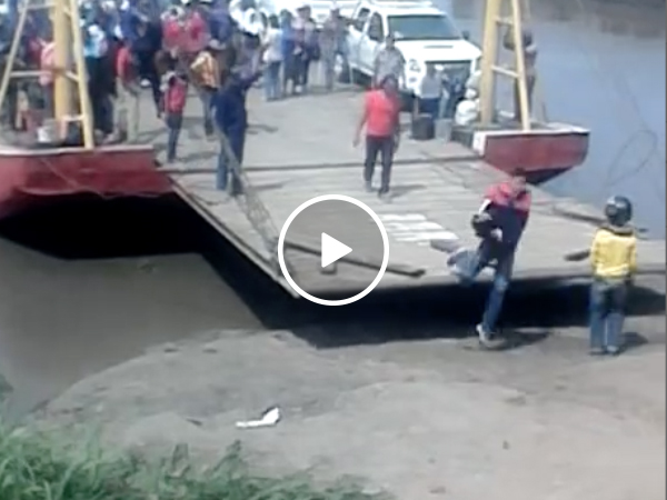 Impatient man nearly gets crushed to death by ferry (Video)