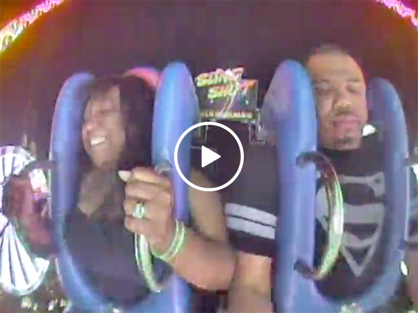 Guy freaks out on ride after talking a big game (Video)