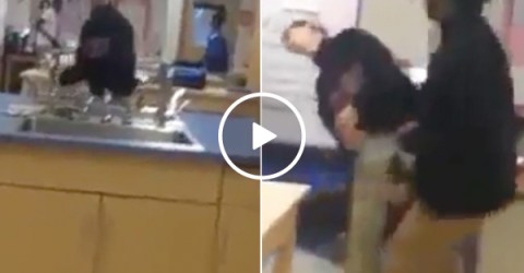 Kid spits in classmates face, gets the swift hand of karma (Video)