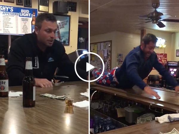 Man slips off bar in hilarious fail (Video)