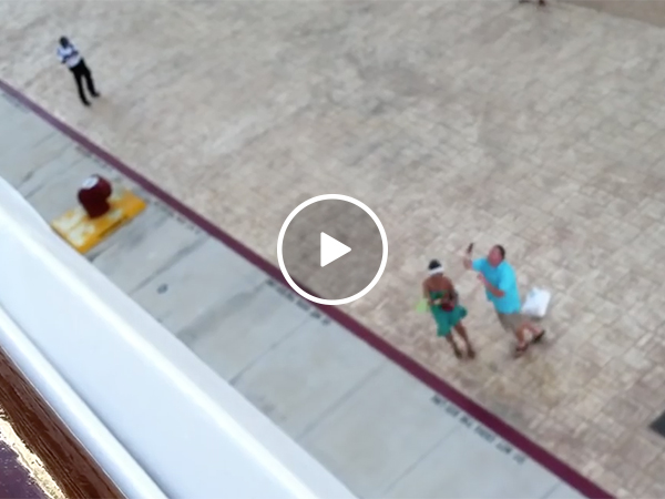 Man tries to throw phone onto ship