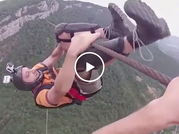 Russian zip liners escape death 612 times in a matter of 3 minutes (Video)
