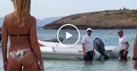 Drunk tourist abruptly awoken, throws a little tantrum (Video)