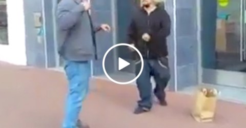 Punk gets satisfying lesson in old-man strength (Video)