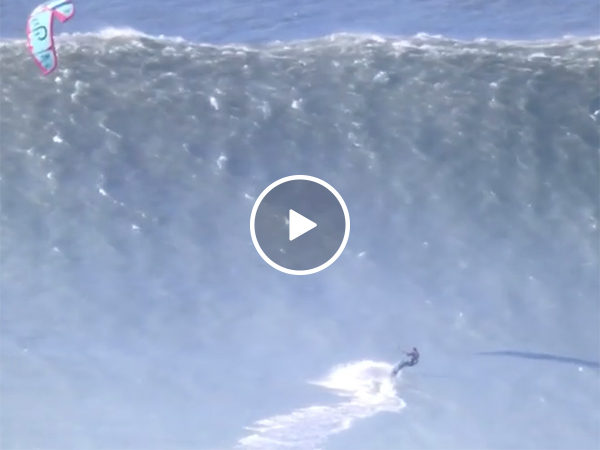 Surfer Climbs Up Huge Wave in Tahiti and Makes An Insane Jump