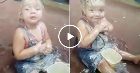 Daughter Smears Her Whole Body With Butter And Looks Like A Chicken