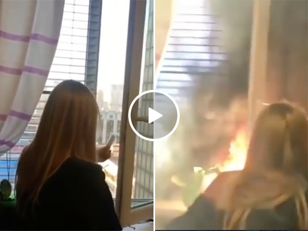 Girl Lights Off Fireworks Inside House For New Year's Eve Party