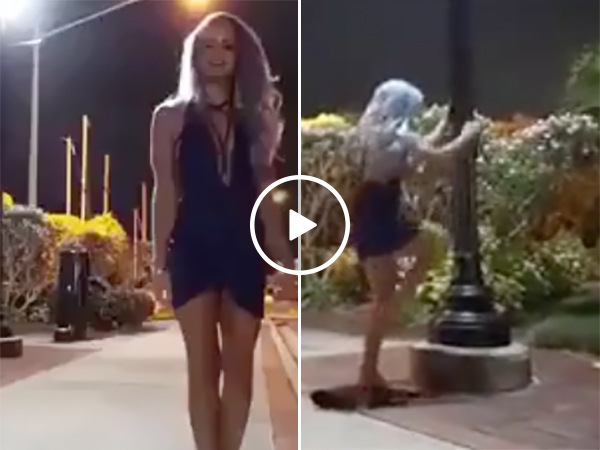 Hot Girl Dances On Pole | Sexy Woman Pole Dancing In Public