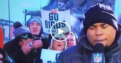 Guy Shotguns Beers On Live TV Before Philadelphia Eagles Game