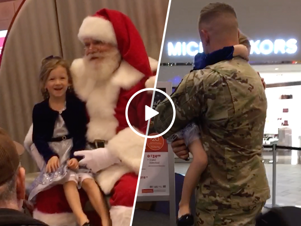 Soldier surprises daughter during Christmas homecoming (Video)