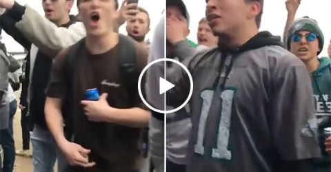 Eagles Fans Taunt Vikings Fans | Philadelphia Headed to Super Bowl