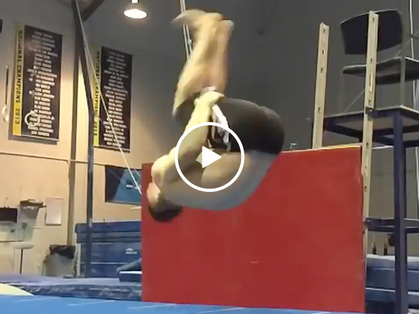 Gymnast pulls off amazing sitting backflip (Video)