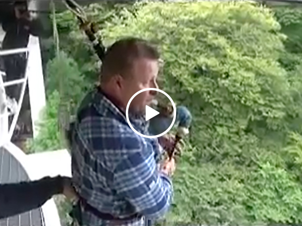 Scottish Man Goes Bungee Jumping While Playing the Bagpipes