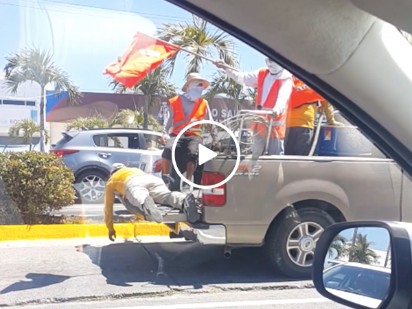 Construction team finds creative way to paint a curb (Video)