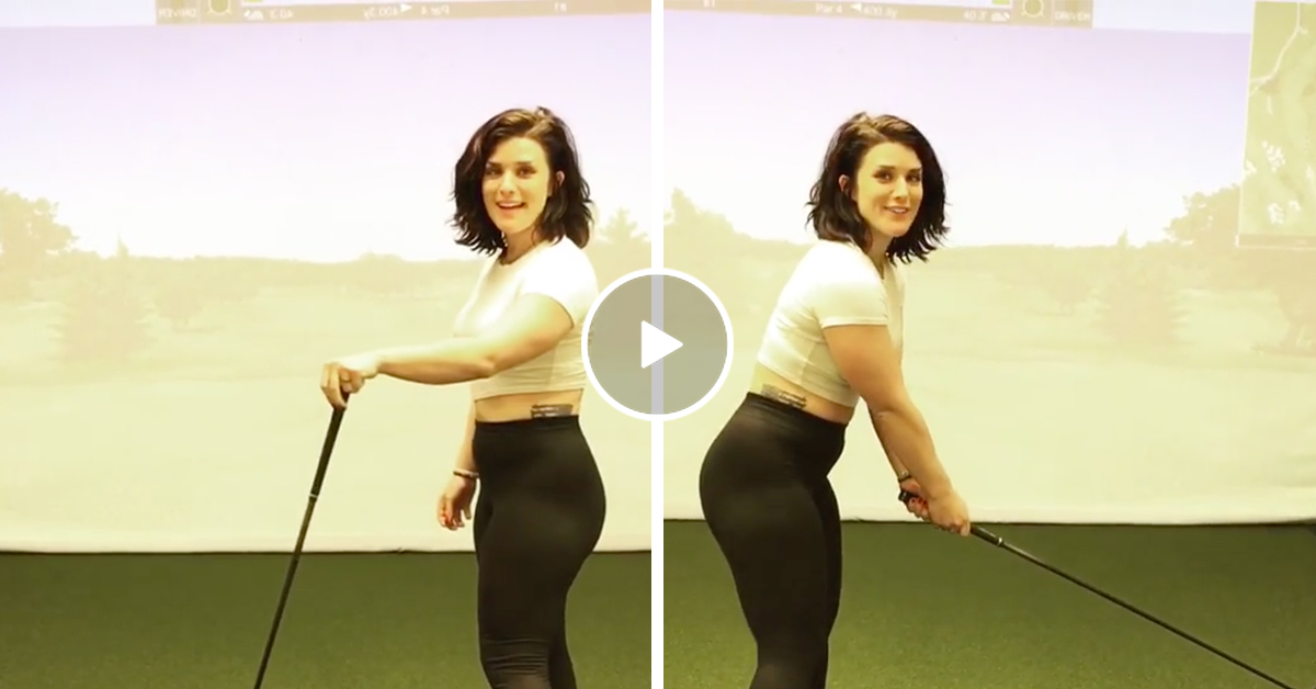 Hot Golf Babe Give Tutorial On How To Hit A Golf Ball with a Driver