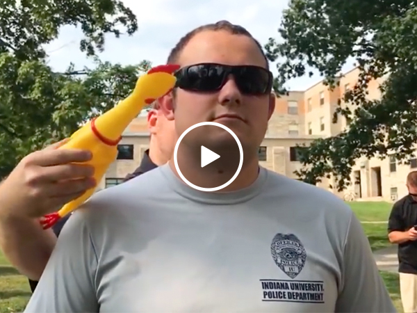 The toughest test at the Police Academy: The No-Laugh Chicken Test (Video)