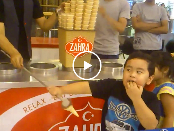 Little kid has no chill when following Turkish ice cream prank (Video)
