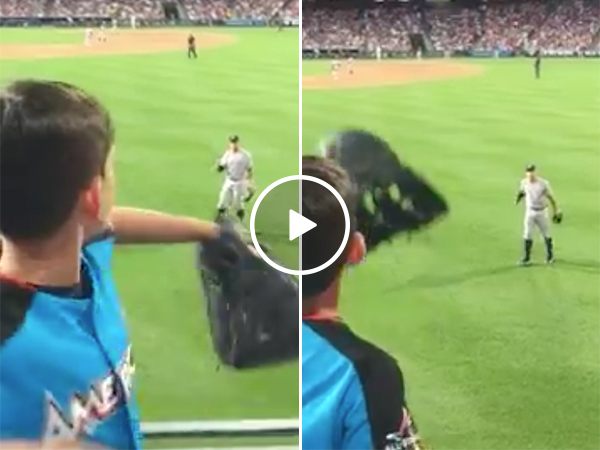 Aaron Judge Plays Catch With A Kid During a New York Yankees Game