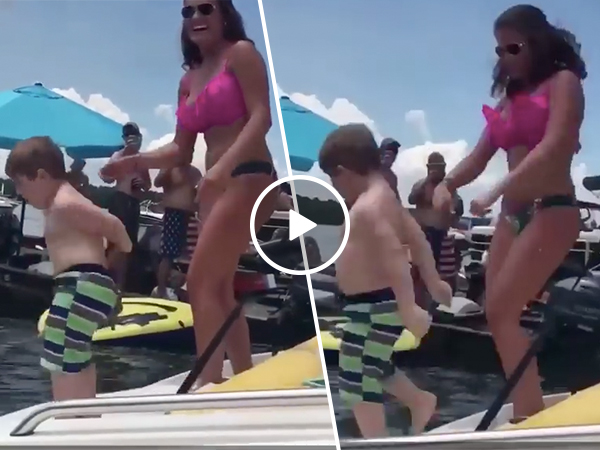 Little boy steals the show dancing at boat party (Video)