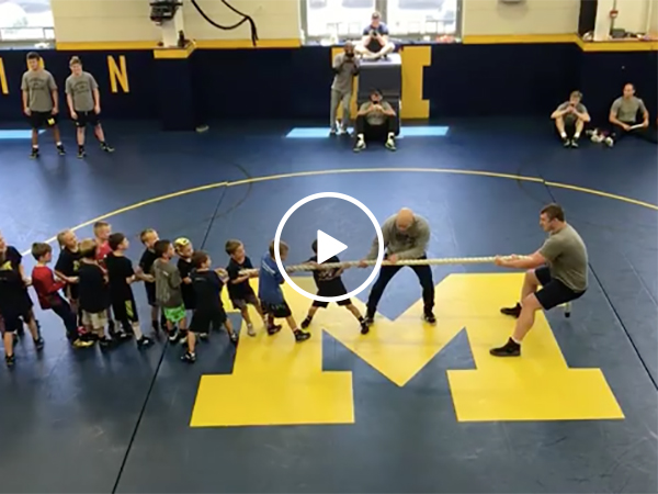 Michigan Wrestler Takes on 50 Kids in Tug-O-War Battle For the Ages