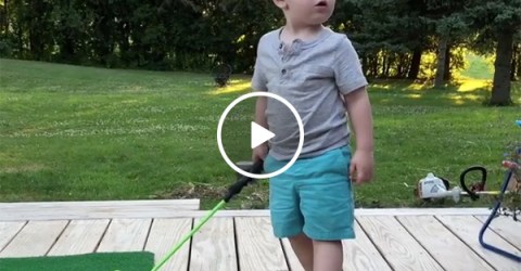 Young Kid Gets Mad When His Brother Talks During his Golf Backswing