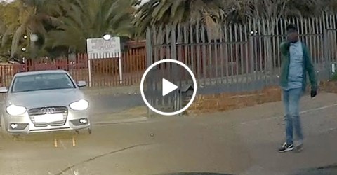 Couple narrowly escapes terrifying carjacking attempt (Video)