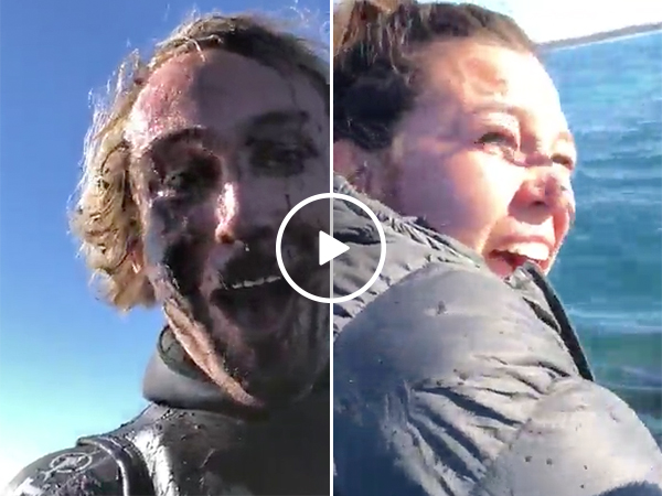 Squid Spits Up Ink Into A Fisherman's Face While On The Ocean