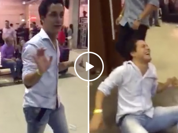Hammered guy fights the good fight against a slippery floor, loses spectacularly (Video)