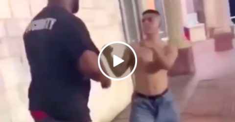 Tiny idiot talks sh*t to the wrong bouncer (Video)